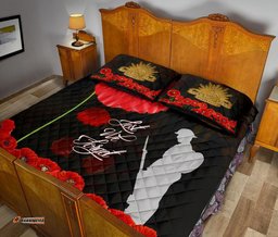 ANZAC Quilt Bed Set Remembrance Poppy Flowers