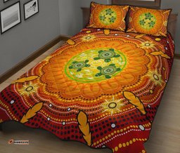 Aboriginal Quilt Bed Set, Turtle Circle Dot Painting Art