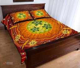 Aboriginal Quilt Bed Set, Turtle Circle Dot Painting Art
