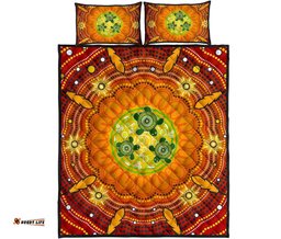 Aboriginal Quilt Bed Set, Turtle Circle Dot Painting Art
