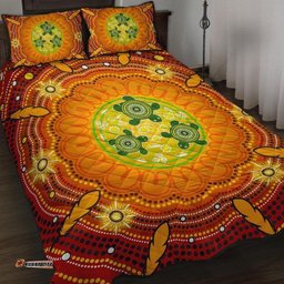Aboriginal Quilt Bed Set, Turtle Circle Dot Painting Art