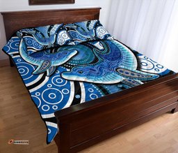 Aboriginal Dolphins Quilt Bed Set Blue Sea