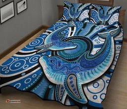 Aboriginal Dolphins Quilt Bed Set Blue Sea