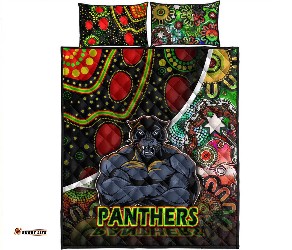 Penrith Panthers Quilt Bed Set Strong Panthers Legend With Special Aboriginal Style