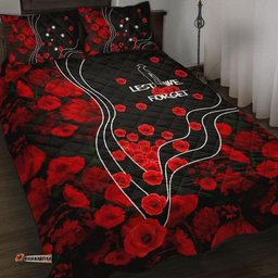 ANZAC Lest We Forget Quilt Bed Set Poppy Flowers