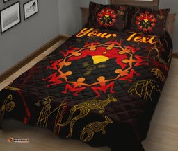 Custom Aboriginal Quilt Bed Set Australia Map and Indigenous Flag