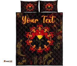 Custom Aboriginal Quilt Bed Set Australia Map and Indigenous Flag