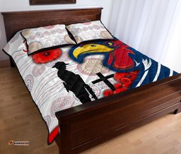 Australia Roosters Quilt Bed Set ANZAC Day Three Tiles Style