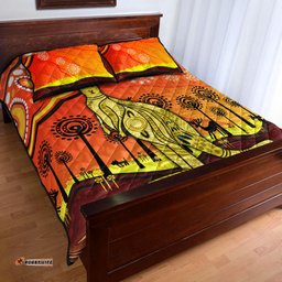 Aboriginal Art Kangaroo Quilt Bed Set Indigenous Unique Vibes Orange