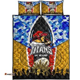 Titans Rugby ANZAC Aboriginal Quilt Bed Set Titans with Poppy Watercolor Flower Quilt Bed Set