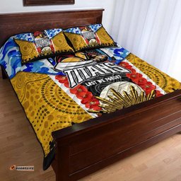 Titans Rugby ANZAC Aboriginal Quilt Bed Set Titans with Poppy Watercolor Flower Quilt Bed Set