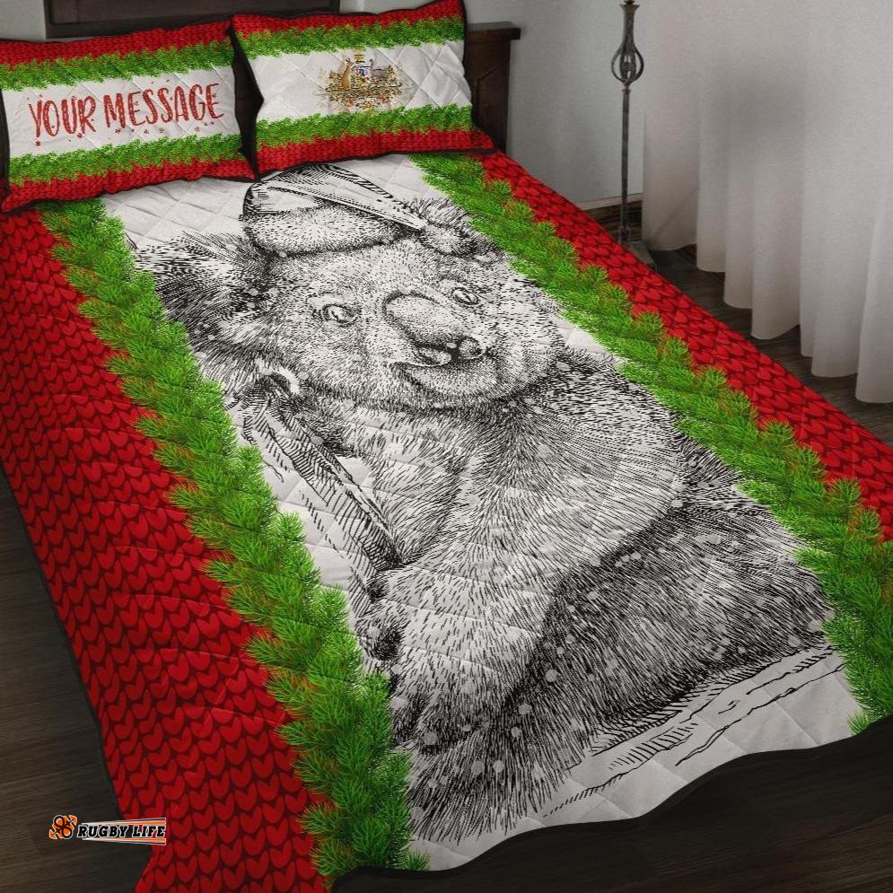 Custom Australia Christmas Quilt Bed Set Merry Christmas Koala