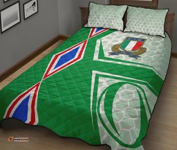 Italy Rugby Quilt Bed Set Gli Azzurri Vibes Green