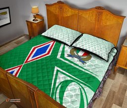 Italy Rugby Quilt Bed Set Gli Azzurri Vibes Green