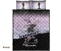Remember ANZAC New Zealand Quilt Bed Set Angel Pink