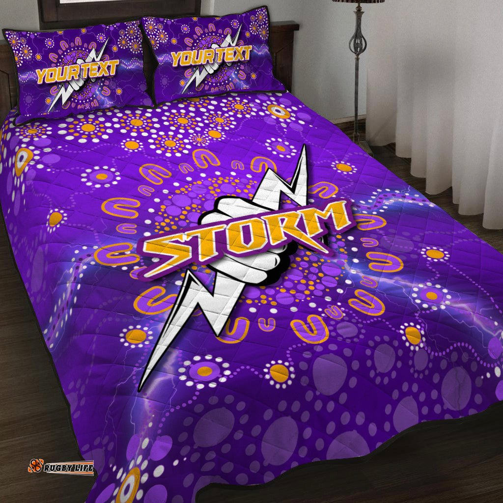 custom personalised melbourne storm quilt bed set aboriginal dot