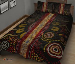 Quilt Bed Set Aboriginal Dot Panting Art Stripe Lines