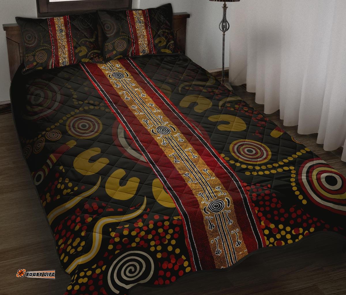 Quilt Bed Set Aboriginal Dot Panting Art Stripe Lines