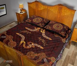 Aboriginal Quilt Bed Set Snake, Kangaroo Dot