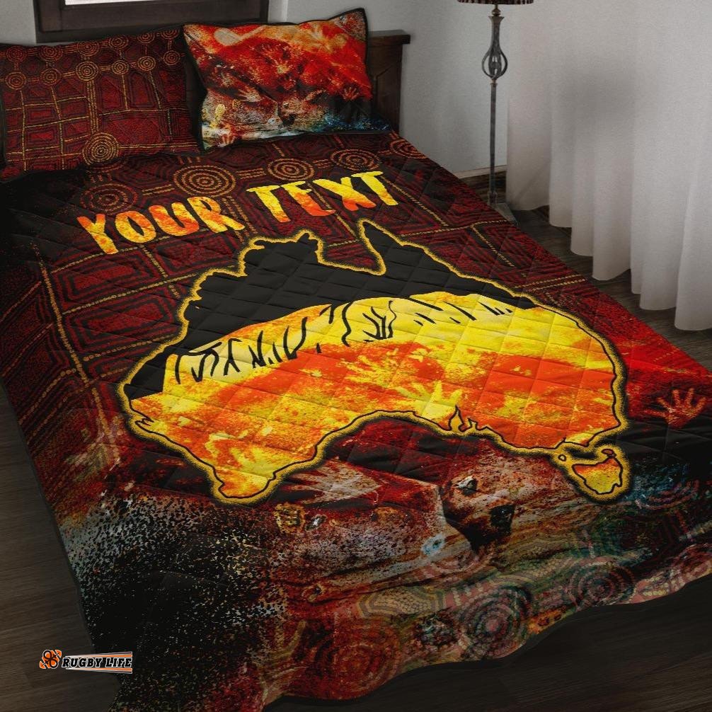 Aboriginal Personalised Quilt Bed Set Anangu Custodians