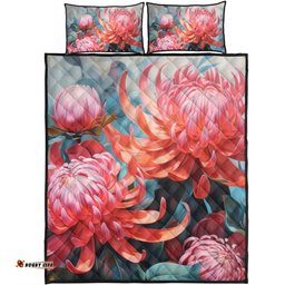 Amazing Aussie Australia Waratah Waratah Oil Painting Abstract Ver5 Quilt Bed Set