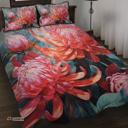 Amazing Aussie Australia Waratah Waratah Oil Painting Abstract Ver5 Quilt Bed Set