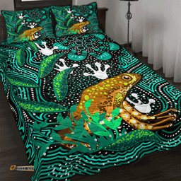 Amazing Aussie Australia Aboriginal Inspired Dreaming Indigenous Frog Quilt Bed Set