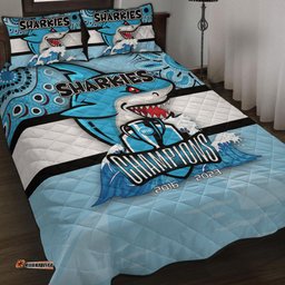 Amazing Aussie Cronulla Sutherland Sharks Talent Win Games But Teamwork And Intelligence Win Championships With Aboriginal Style Quilt Bed Set