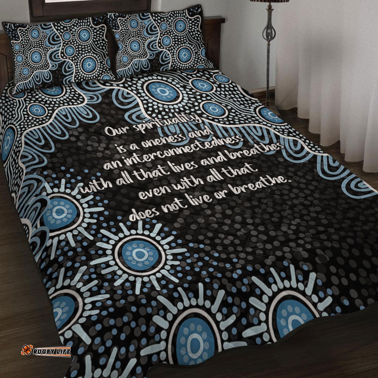 Amazing Aussie Australia Aboriginal The More You Know The Less You Need Blue Quilt Bed Set