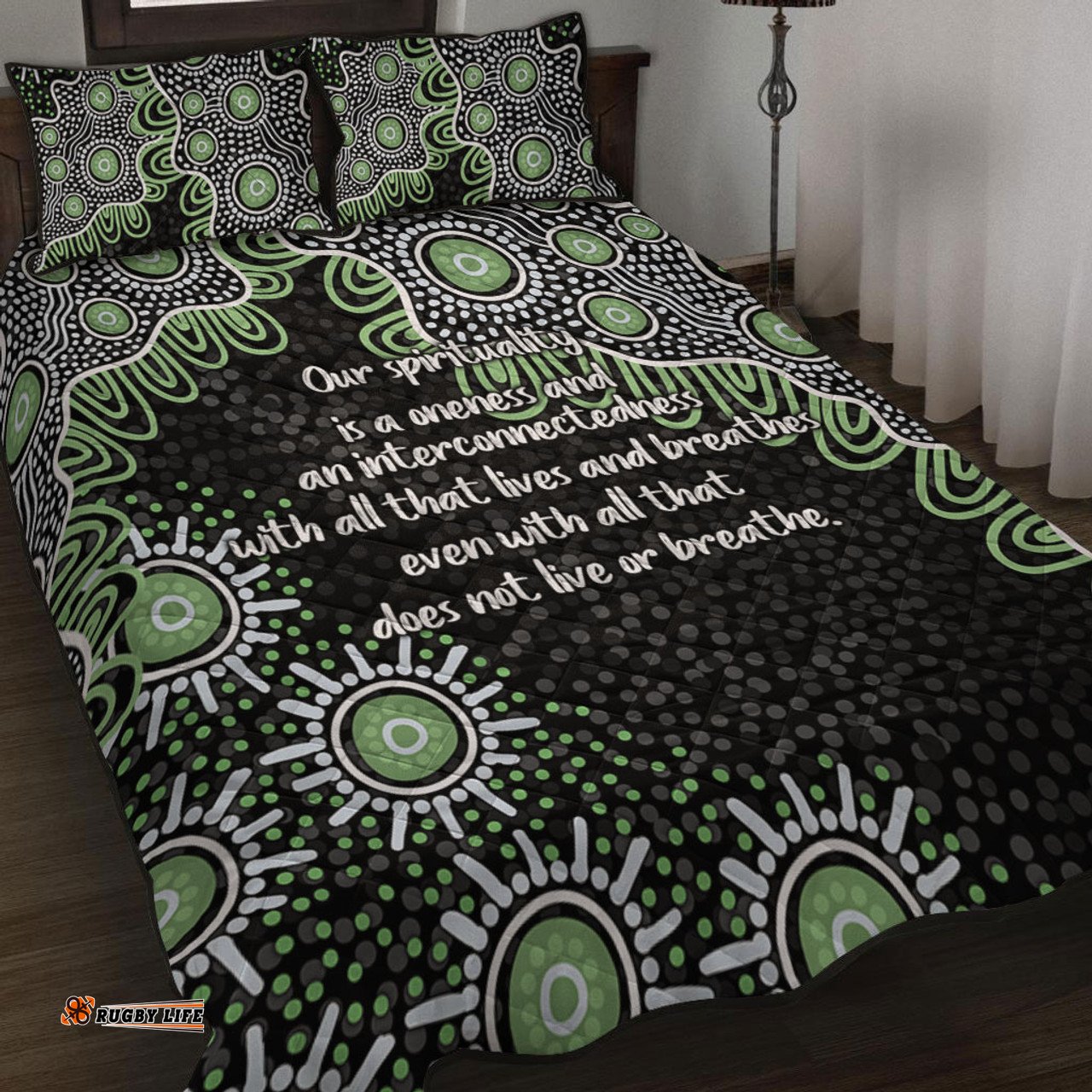Amazing Aussie Australia Aboriginal The More You Know The Less You Need Green Quilt Bed Set