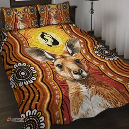 Amazing Aussie Australia Aboriginal Kangaroo Dreaming With Dot Art Quilt Bed Set