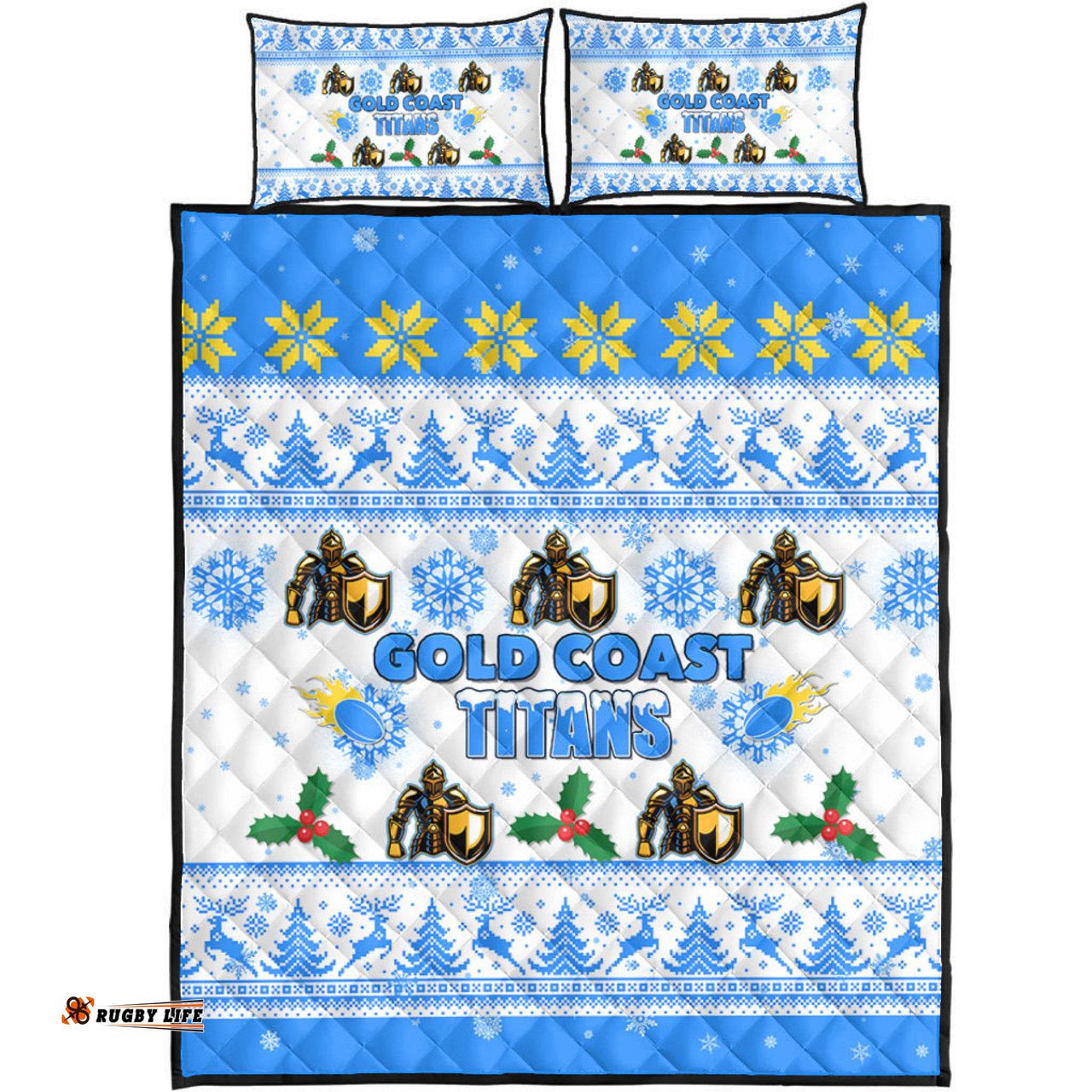 Amazing Aussie Gold Coast Titans Christmas Gold Coast Titans Special Ugly Christmas Quilt Bed Set