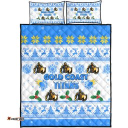 Amazing Aussie Gold Coast Titans Christmas Gold Coast Titans Special Ugly Christmas Quilt Bed Set