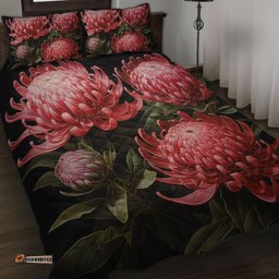 Amazing Aussie Australia Waratah Red Waratah Flowers Fine Art Ver1 Quilt Bed Set