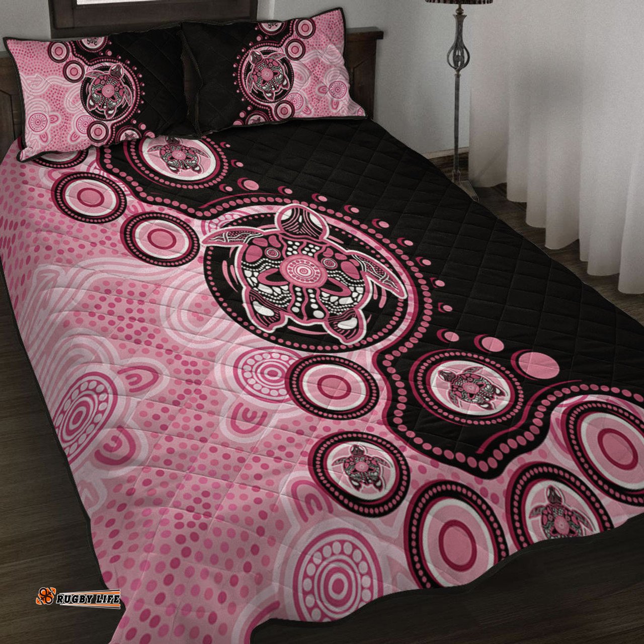 Amazing Aussie Australia Indigenous Turtle Aboriginal Dot Art Purple Quilt Bed Set