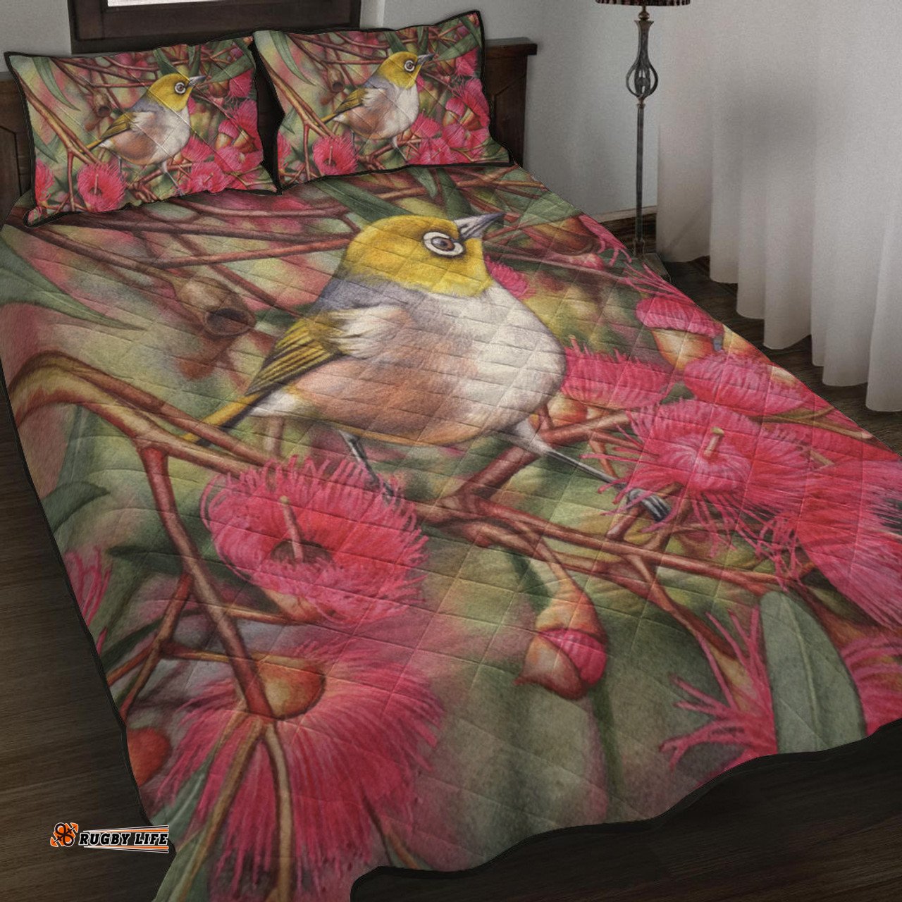Amazing Aussie Australia Silvereye Silvereye and Gum Blossom Quilt Bed Set