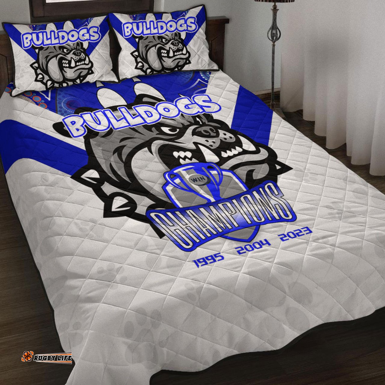 Amazing Aussie Canterbury Bankstown Bulldogs Talent Win Games But Teamwork And Intelligence Win Championships With Aboriginal Style Quilt Bed Set