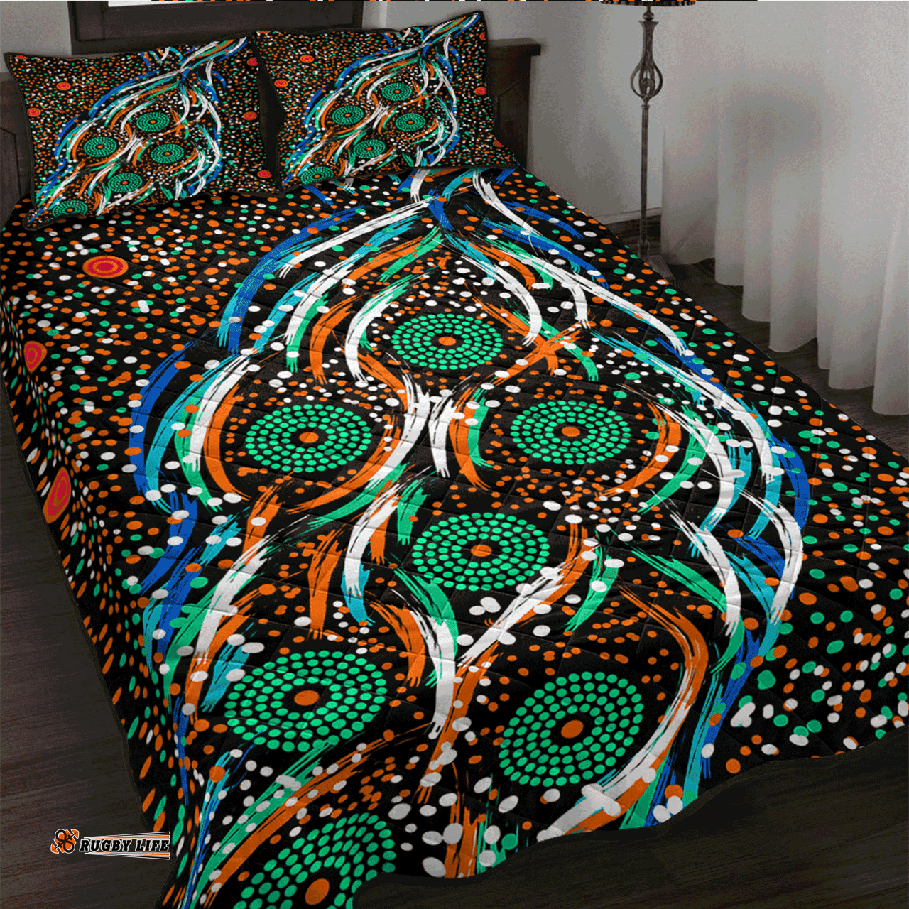 Amazing Aussie Australia Aboriginal Inspired Star dreaming story aboriginal art background Quilt Bed Set