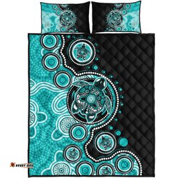 Amazing Aussie Australia Indigenous Turtle Aboriginal Dot Art Turquoise Quilt Bed Set