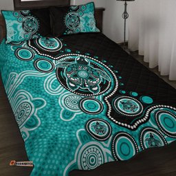 Amazing Aussie Australia Indigenous Turtle Aboriginal Dot Art Turquoise Quilt Bed Set