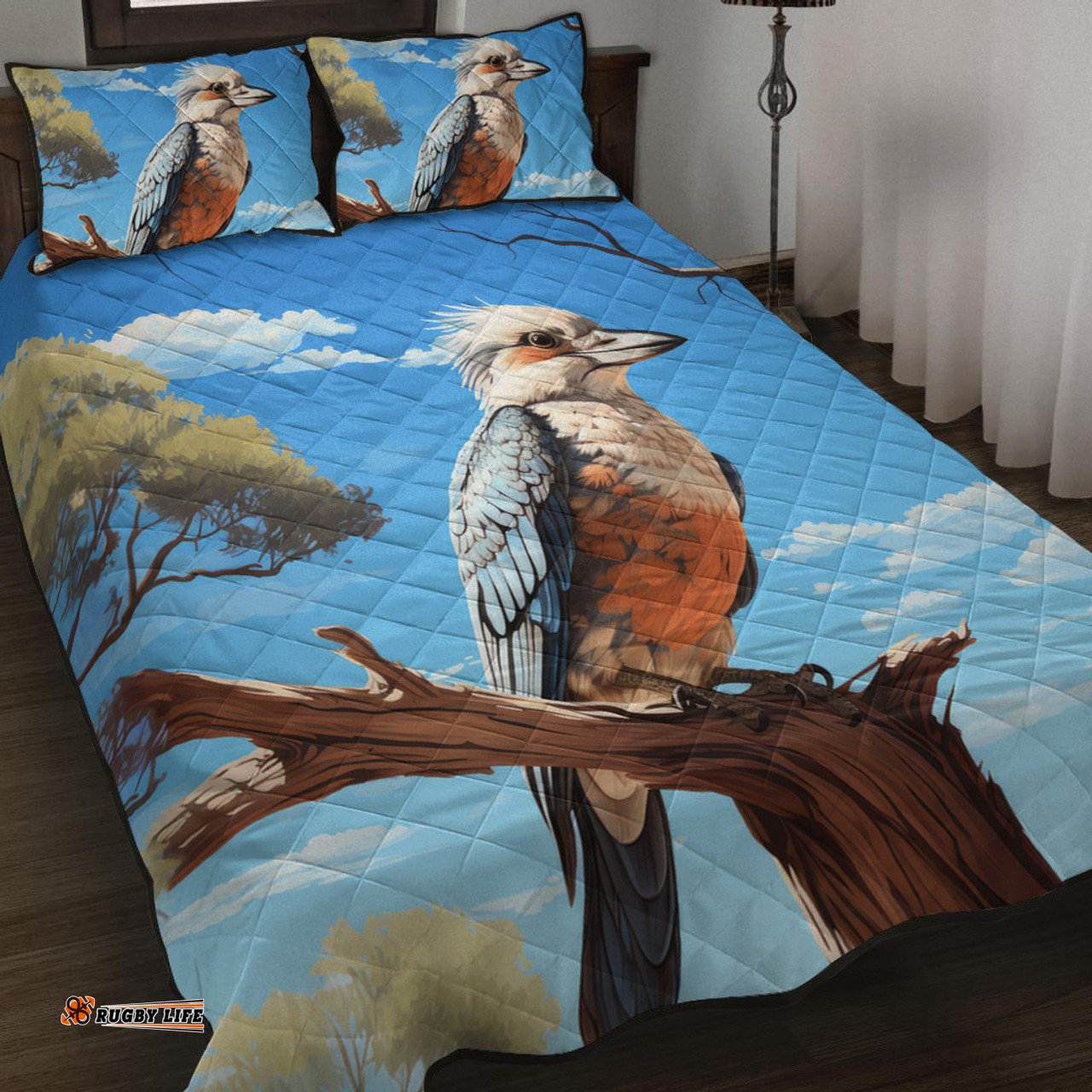 Amazing Aussie Australia Kookaburra Kookaburra With Blue Sky Quilt Bed Set