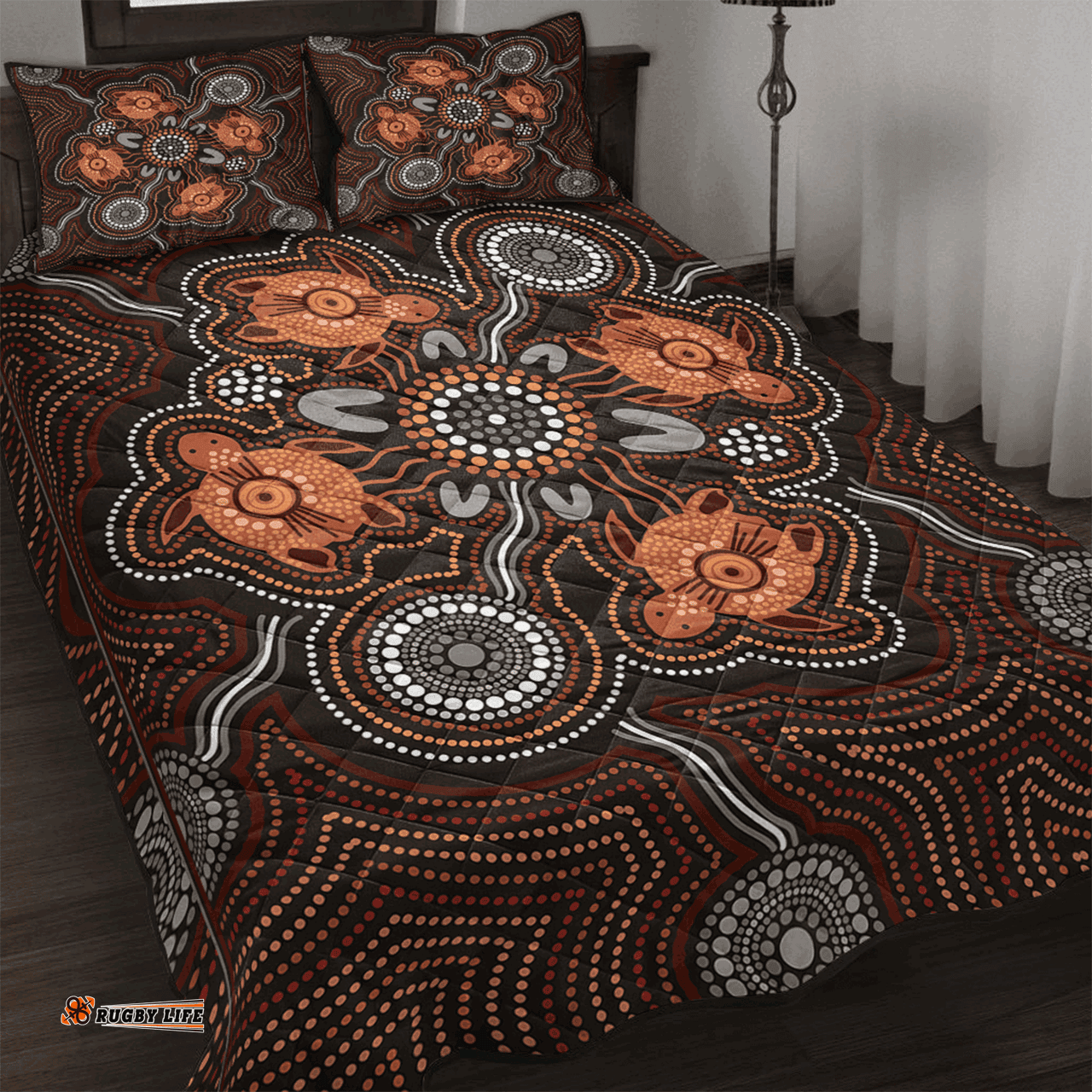 Amazing Aussie Australia Aboriginal Inspired Turtle Art Quilt Bed Set