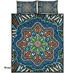 Amazing Aussie Australia Aboriginal Big Flowers In Dot Painting Inspired Quilt Bed Set