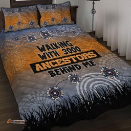 Amazing Aussie Australia Aboriginal Walking with 3000 Ancestors Behind Me Blue Patterns Quilt Bed Set