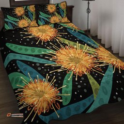 Amazing Aussie Australia Flowers Aboriginal Australian Yellow Hakea Flower Art Quilt Bed Set