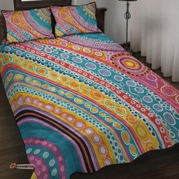 Amazing Aussie Australia Aboriginal Australian Indigenous Aboriginal Art Vivid Pastel Colours Ver 2 Quilt Bed Set