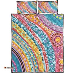 Amazing Aussie Australia Aboriginal Australian Indigenous Aboriginal Art Vivid Pastel Colours Ver 2 Quilt Bed Set