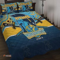 Amazing Aussie Gold Coast Titans Talent Win Games But Teamwork And Intelligence Win Championships With Aboriginal Style Quilt Bed Set