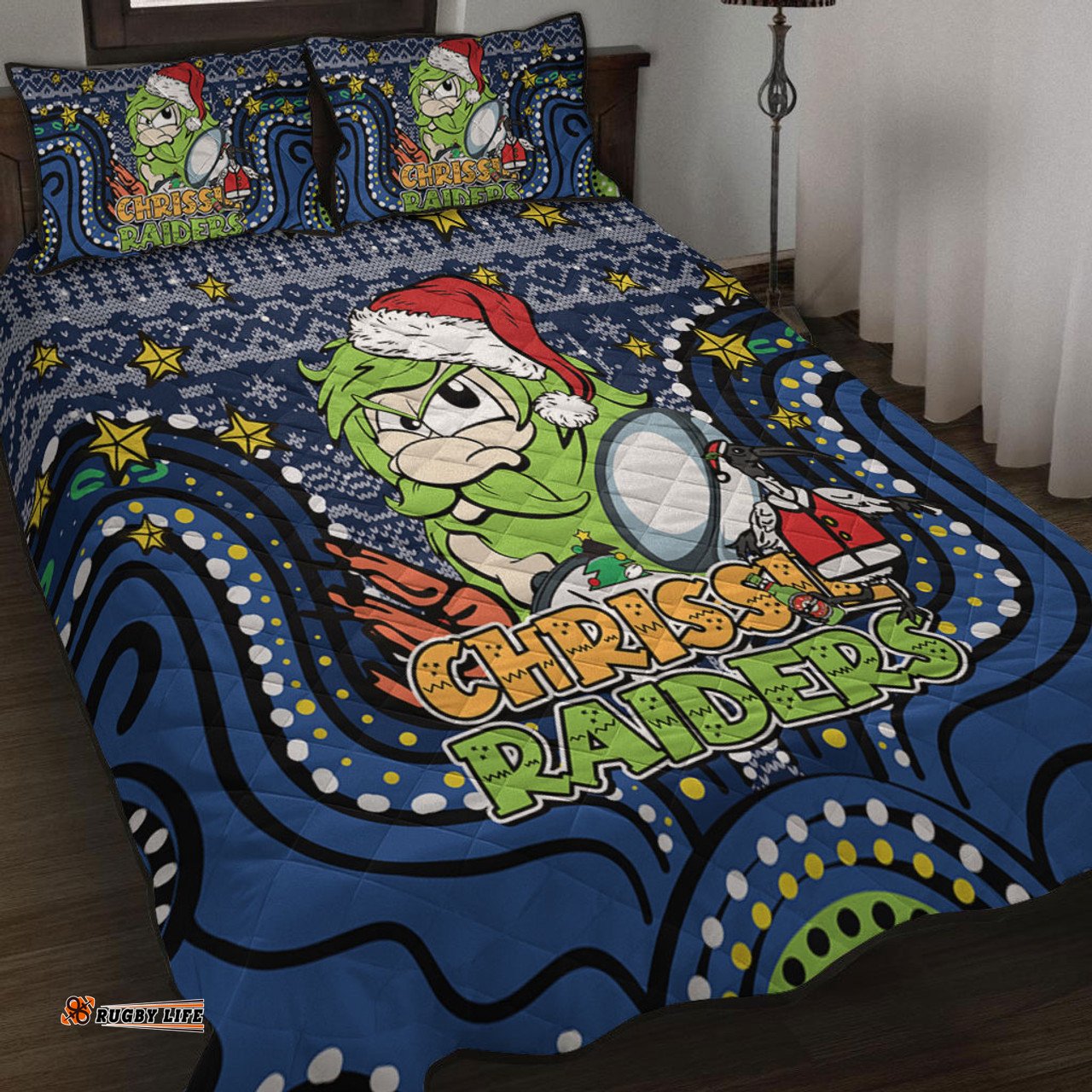 Amazing Aussie Canberra Raiders Christmas Custom Christmas Knit Patterns Vintage Jersey Ugly Quilt Bed Set