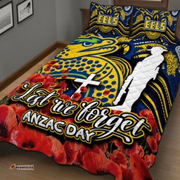 Eels Quilt Bed Set ANZAC Day Poppy Flowers With Aboriginal